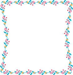 Horizontal Frame Wreath flower floral leaf borders Square shape colorful natural cute blossom love green pink decoration Branch laurel vintage frames Botanical ornate Elements design badge decoration 