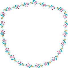 Horizontal Frame Wreath flower floral leaf borders Square shape colorful natural cute blossom love green pink decoration Branch laurel vintage frames Botanical ornate Elements design badge decoration 