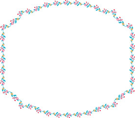 Horizontal Frame Wreath flower floral leaf borders Square shape colorful natural cute blossom love green pink decoration Branch laurel vintage frames Botanical ornate Elements design badge decoration 