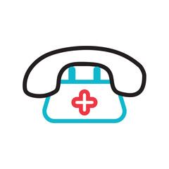 Isolated telephone with a cross symbol Medical icon Vector