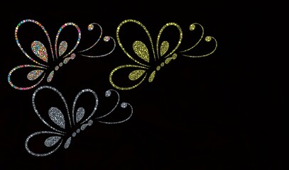 Digital illustration of spotted ribbon patterns on a black background
