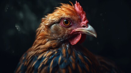 Colorful rooster symbol head angry photography image AI generated art