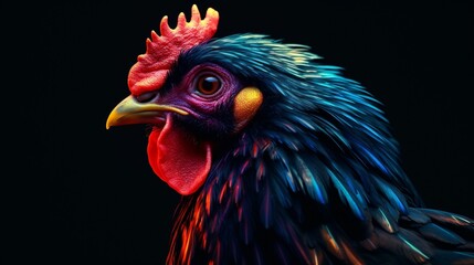 Colorful rooster symbol head angry photography image AI generated art