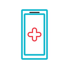 Outline of a smartphone with cross symbol Medical icon Vector