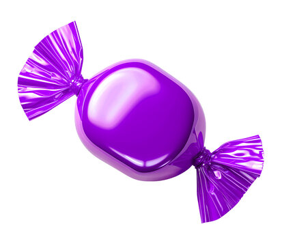 Candy in a purple wrapper isolated on transparent or white background, png