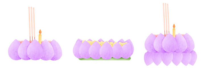 Krathong, Loy Krathong, tradition, culture, Loy Krathong Day, Thai tradition, illustration, cartoon, watercolor