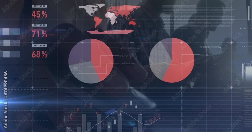 Canvas Prints Animation of statistical data processing against diverse people working at office