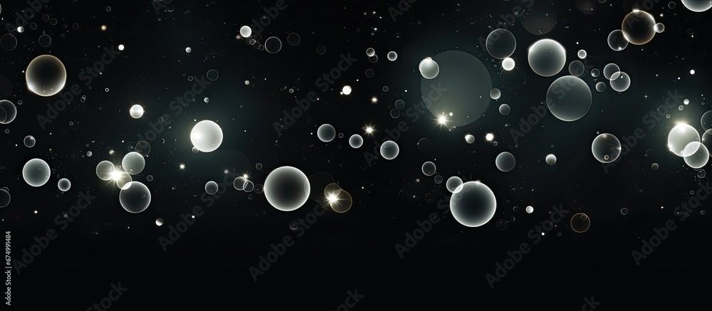 Poster the abstract design features a stunning pattern of white circles on a black background reminiscent o