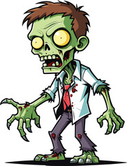 Vector illustration of a male zombie against a white backdrop.