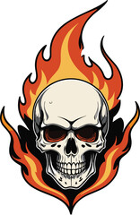 Vector of a skull in fire flames