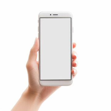 A woman's hand holds a phone showing the front.Generative AI illustration
