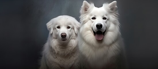 Fototapeta na wymiar In the isolated beauty of nature a white animal a black portrait of two young beautiful dogs captures the natural and happy essence of their sport setting a perfect example of the bond betwe