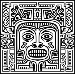 Indigenous tiki mask ornament pattern