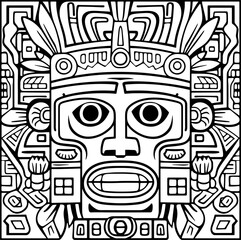 Indigenous tiki mask ornament pattern