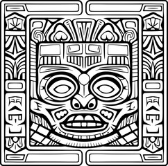 Obraz premium Indigenous tiki mask ornament pattern