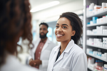Cheerful pharmacy employee provides exceptional service
