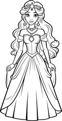 Cute princess outline drawing