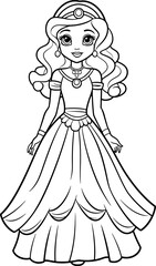 Fototapeta premium Cute princess outline drawing