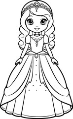Cute princess outline drawing