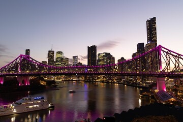 City Scape of Brisbane Story Bridge form Wilson Look Out Reserve