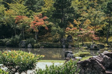 Fototapeta na wymiar Idyllic scene of the Hojo Garden of Tenryuji Temple, Kyoto, Japan