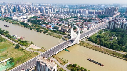 aerial of Huaian Grand Canal Bridge