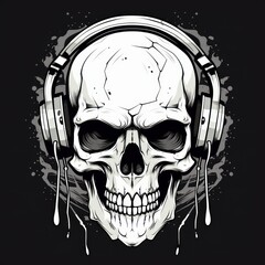 Musical Skull: Creative Drawing with Artistic Headphones