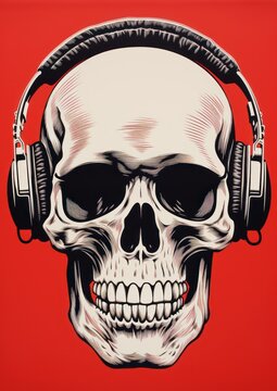 Drawing the Music: Skull Art with Headphone