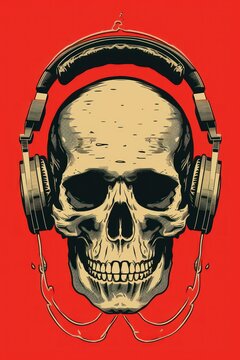 Musical Skull: Creative Drawing with Artistic Headphones