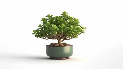 Crassula green plant pot isolated crassula ovata white background AI generated art