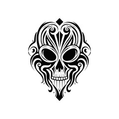 Minimalist abstract skull with ornament.