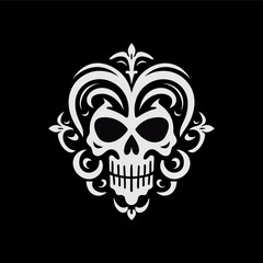 Minimalist abstract skull with ornament.