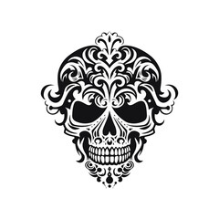 Minimalist abstract skull with ornament.