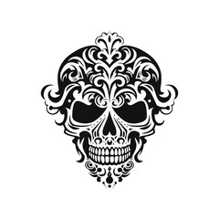 Minimalist abstract skull with ornament.