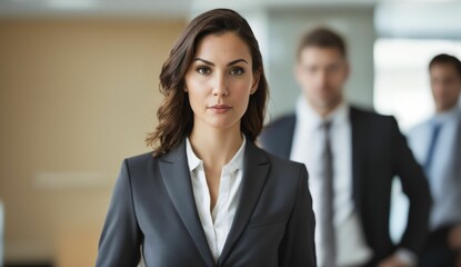 Fototapeta premium Portrait of a businesswoman in a bright office wearing a stylish outfit
