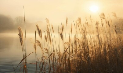 AI generated illustration of Serene landscape of a beach shoreline at sunset