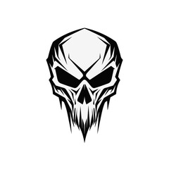 Minimalist abstract skull with ornament.