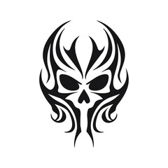 Minimalist abstract skull with ornament.