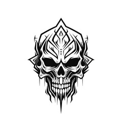 Minimalist abstract skull with ornament.