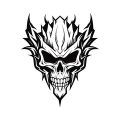 Minimalist abstract skull with ornament.