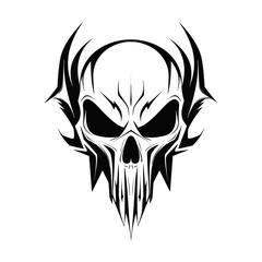 Minimalist abstract skull with ornament.