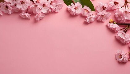 Obraz premium Springtime composition with flowers - Light pink background for wedding or Mother’s Day card in flat lay style