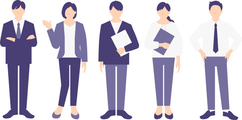 ビジネスパーソンのチームの全身イラスト