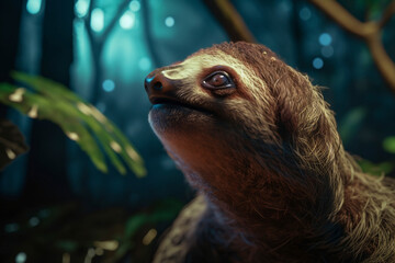 Naklejka premium Sloth in the rainforest