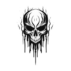 Minimalist abstract skull with ornament.