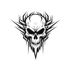 Minimalist abstract skull with ornament.