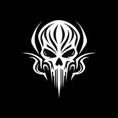 Minimalist abstract skull with ornament.