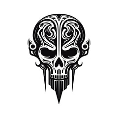 Minimalist abstract skull with ornament.