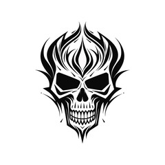 Minimalist abstract skull with ornament.