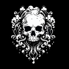 Minimalist abstract skull with ornament.